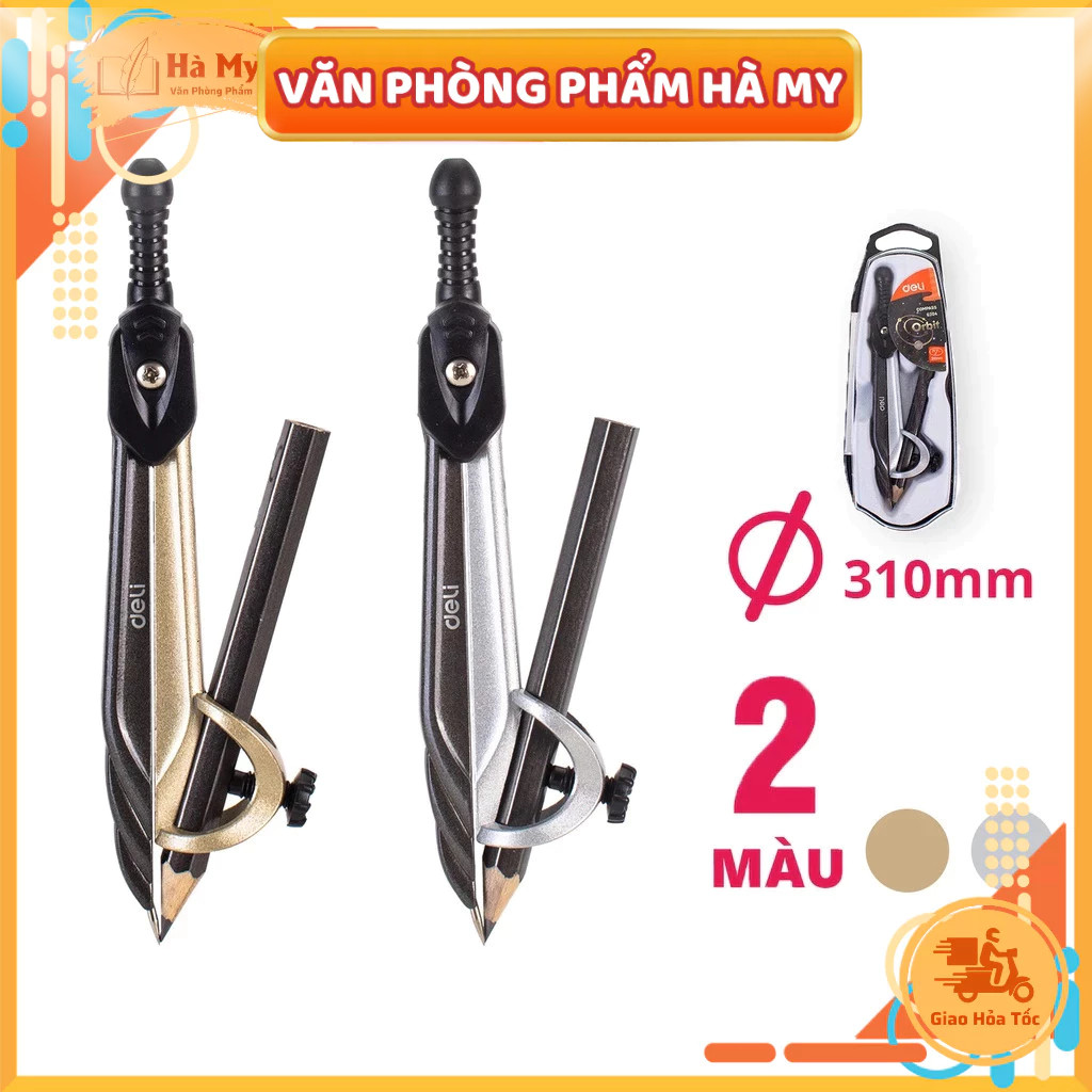 Compa Deli - thân kim loại - chì cây - EG20402