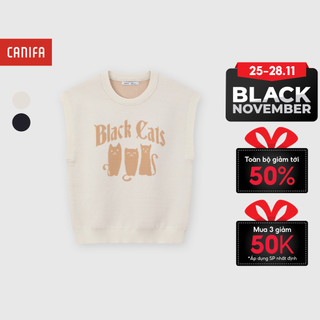 Áo len gilet bé gái CANIFA dasg rộng in họa tiết 1TE24W009