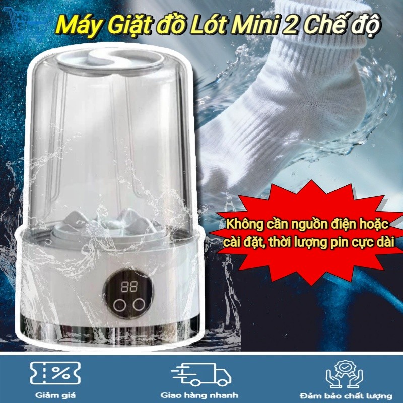 Máy giặt mini không dây 2 chế độ, dung lượng pin 1200mAh, công nghệ xoáy diệt khuẩn mạnh, thiết kế g