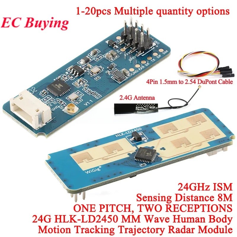 20 Cái / 1 Cái LD2450 24G MM Sóng Cơ Thể Con Người Theo Dõi Chuyển Động Hành Trình Radar Cảm Biến Mô