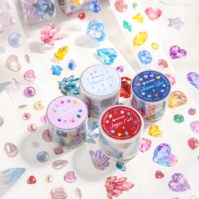 Mr. Giấy 4 cuộn / bộ cát flash PET băng cắt chết phong cách Hàn Quốc đá quý pha lê họa tiết ngọc tra