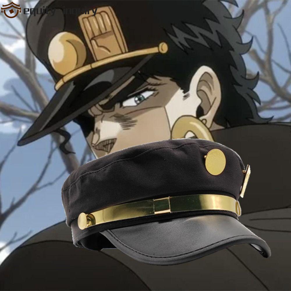 Kuji Jotaro Cosplay Flat Top Cap Vintage Punk Bạc PU Da Dành Cho Bé Gái