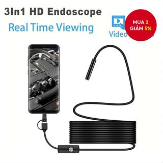 1 Camera nội soi Micro USB 3 IN 1 Type-C Ống kính chống nước 0,3 Inch / 7mm 6 đèn LED Ống dây cứng mềm 2m / 5m Thích hợp để kiểm tra ô tô, Kiểm tra nội bộ điều hòa Kiểm tra ống công nghiệp, v.v.
