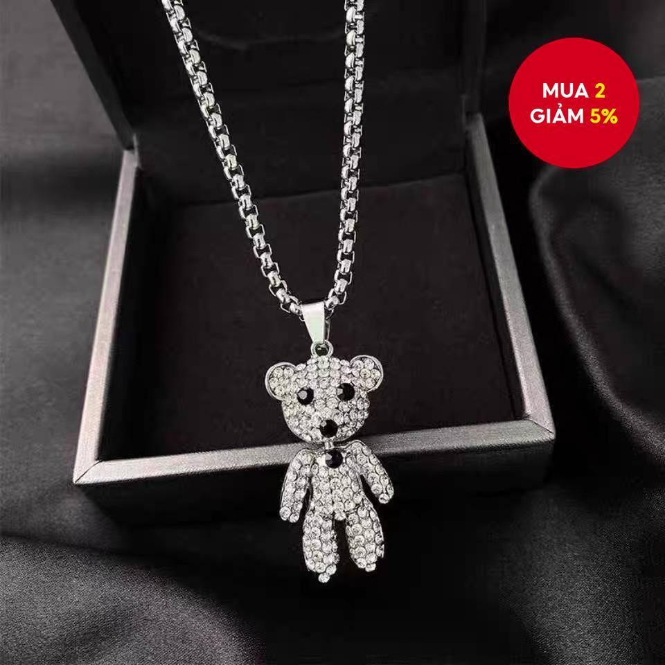 Vòng Cổ Gấu Kim Cương Dễ Thương Hợp Thời Trang - Unisex Hip Hop Punk Dây Chuyền Dài Cho Edgy Dạo Phố