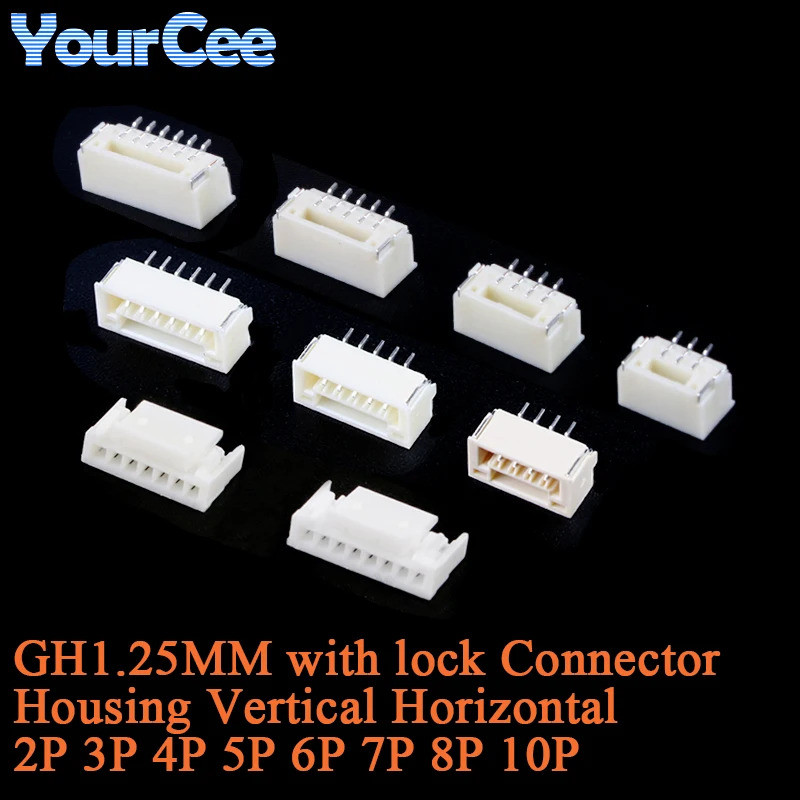 Bộ 50 GH Kết Nối 1.25mm Pitch JST GH1.25 Vỏ Ngang Dọc Có Khóa Ổ Cắm Thiết Bị Đầu Cuối 2P 3P 4P 5P 6P