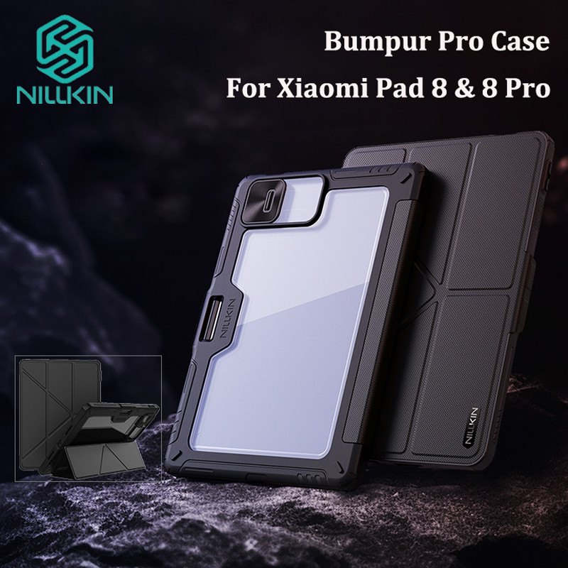 Nillkin IPad Flip Cover Dành Cho Xiaomi Pad 8 / Pad 8 Pro Camera Slider Nhiều Góc Gấp Chống Sốc Da Ố