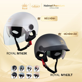  Mũ Bảo Hiểm Nửa Đầu Royal Series M163K và M163LT - Combo Chống Nắng Chống Bụi Vỏ Nhựa Abs Lót Vải Êm 
