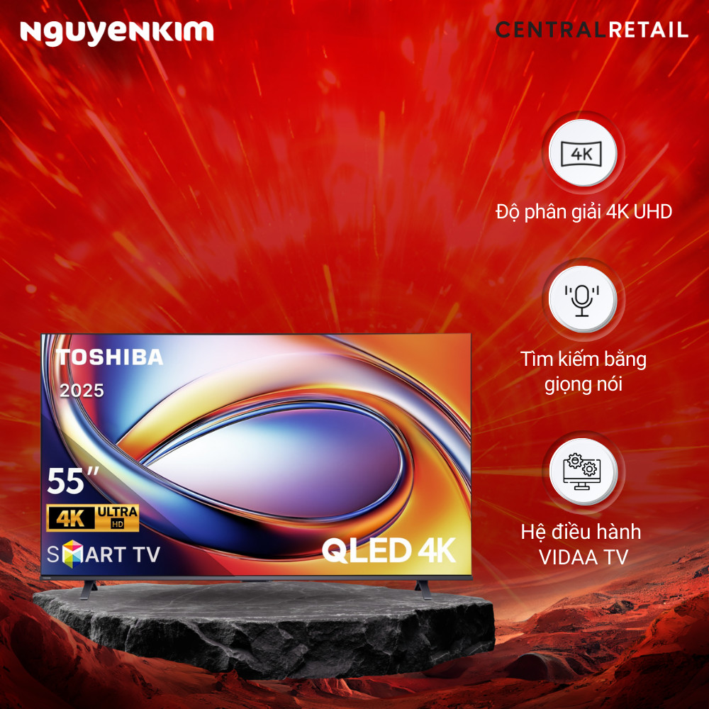 [Mới 2025] Smart Tivi QLED Toshiba AI 4K 55 inch 55M450RP