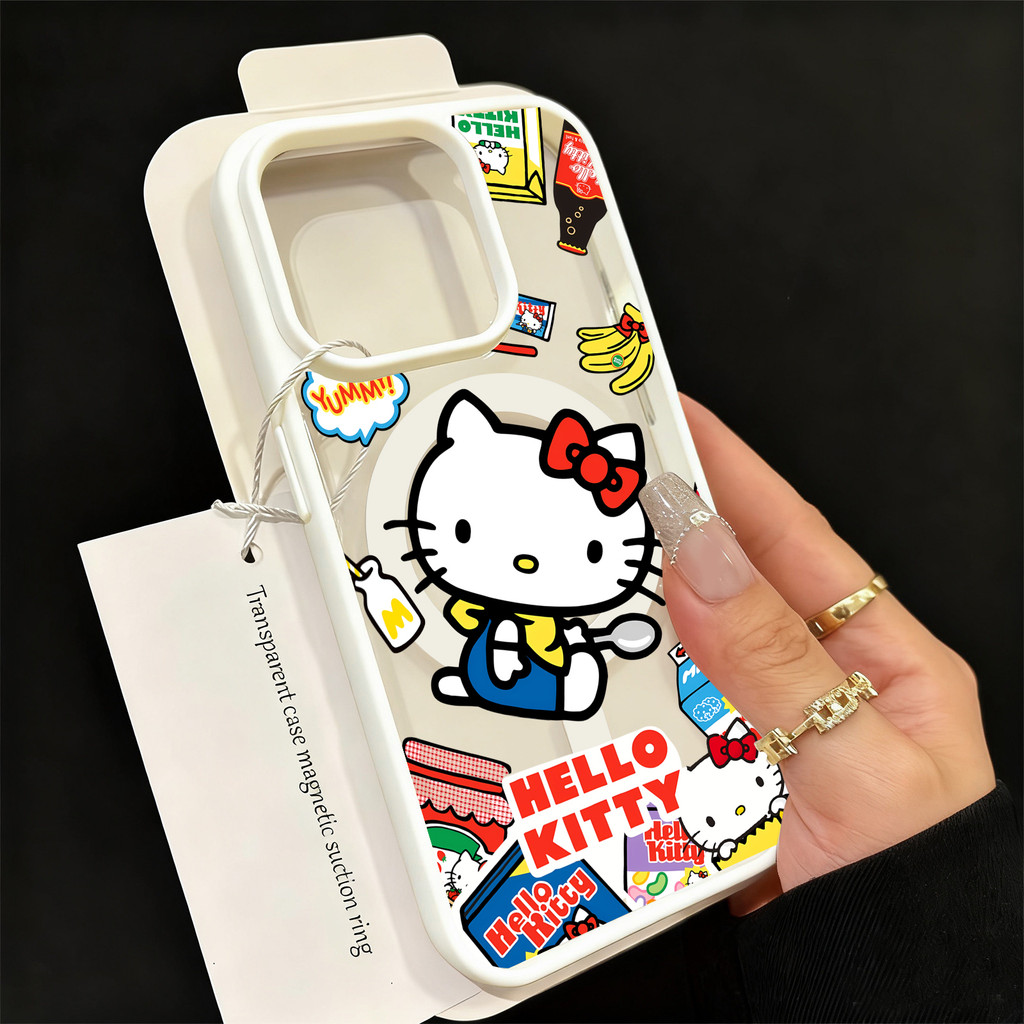 Halo Kitty Vỏ từ tính hình hoạt hình dành cho Angel iPhone 12 14 11 Pro XS Max XR iPhone16 15 Pro 14