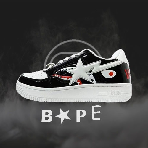 Giày thể thao thông thường cổ thấp Bape Sta Low White Shark VZBR EDBV