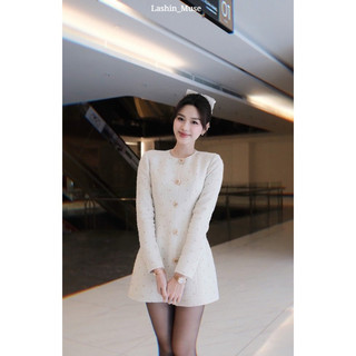  Myan Dress Váy dạ Tweed đính hạt cổ tròn thiết kế sang trọng nhẹ hàng  không kèm áo trong  - Lashin 