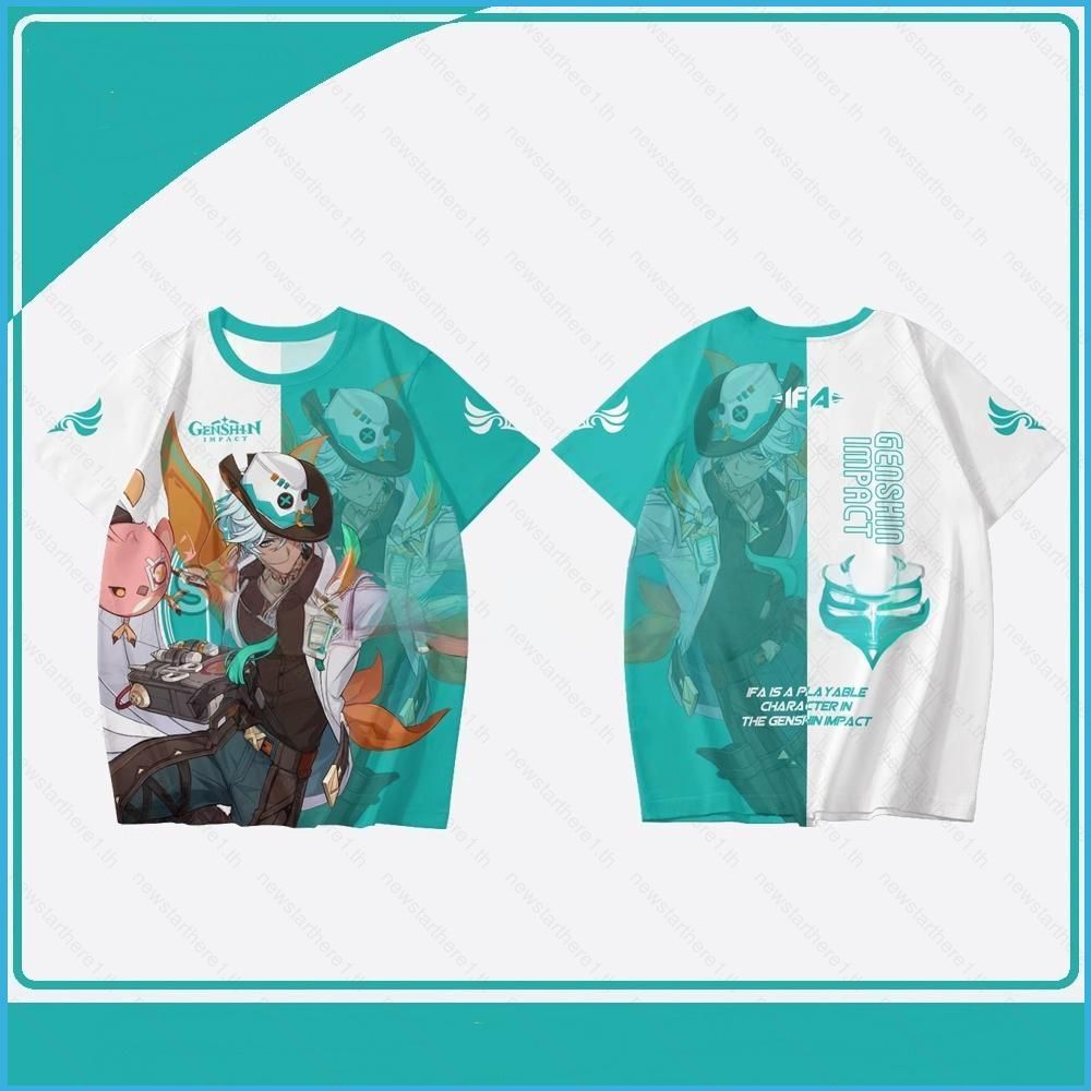 Áo thun cosplay Ifa Genshin Impact, vải có họa tiết fullgraphic, tay ngắn, phù hợp mùa hè