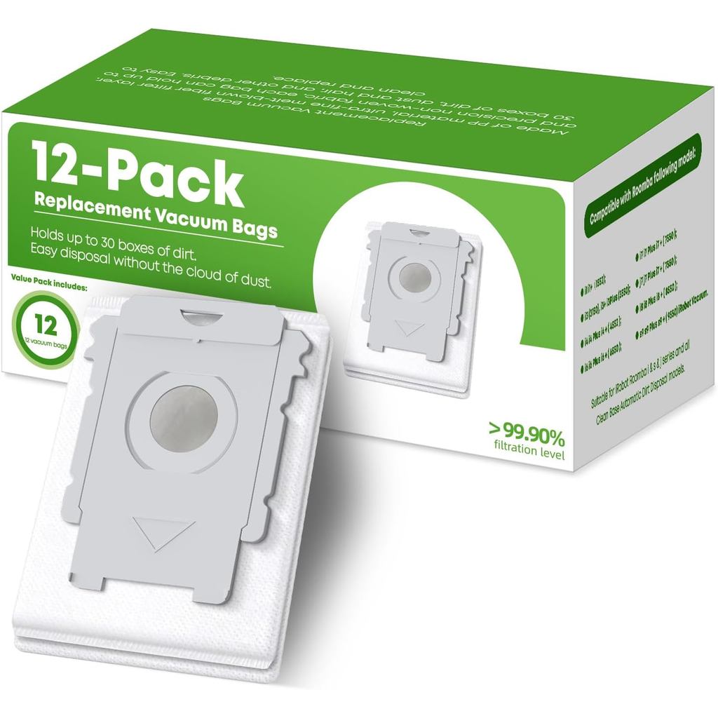 Túi hút chân không Roomba thay thế VBN 12 gói, Tương thích với iRobot Roomba i7, i7 +, i3, i3 +, i1 