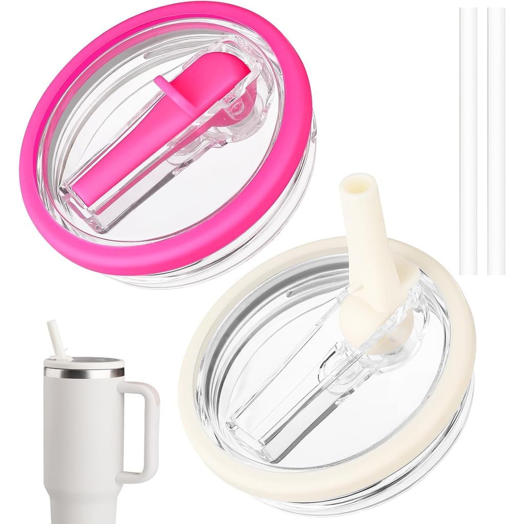 2 Gói 40 oz Tumbler Nắp Rơm Lật Thay Thế Phù Hợp Cho Stanley Quencher, Nắp Tumbler Chống Tràn Cho St