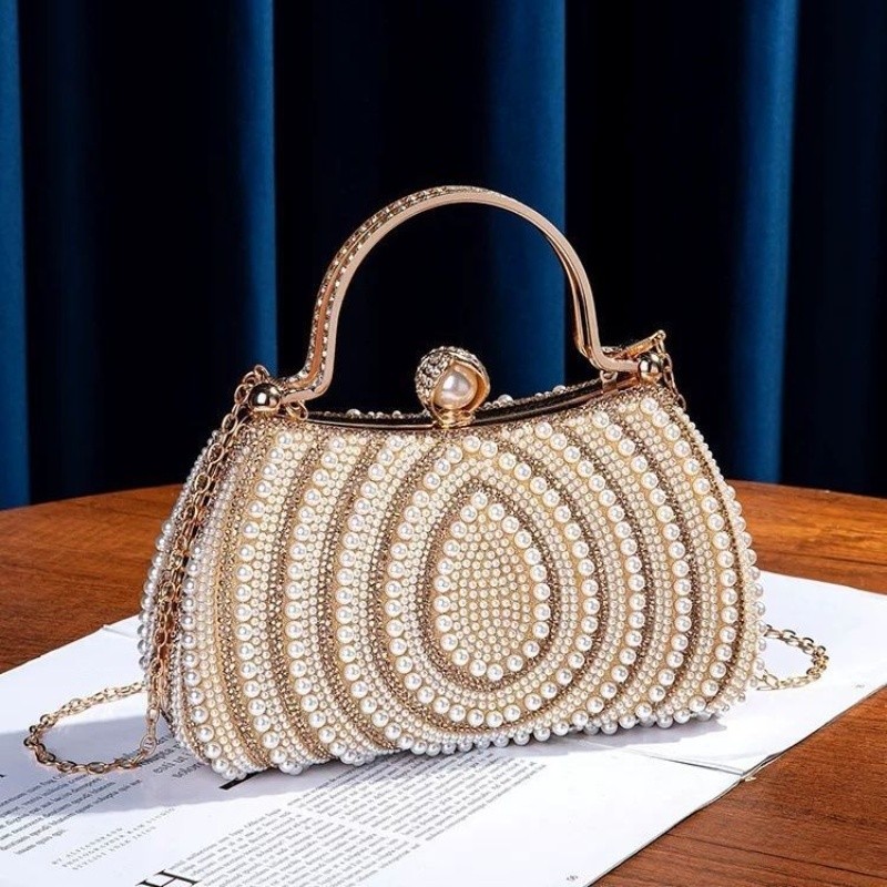 Retro Sườn Xám Thời Trang Người Nổi Tiếng Kim Cương Giả Ngọc Trai Phong Cách Trung Hoa Túi Ly Hợp Tiệc Ăn Tối Túi Xách Túi Messenger