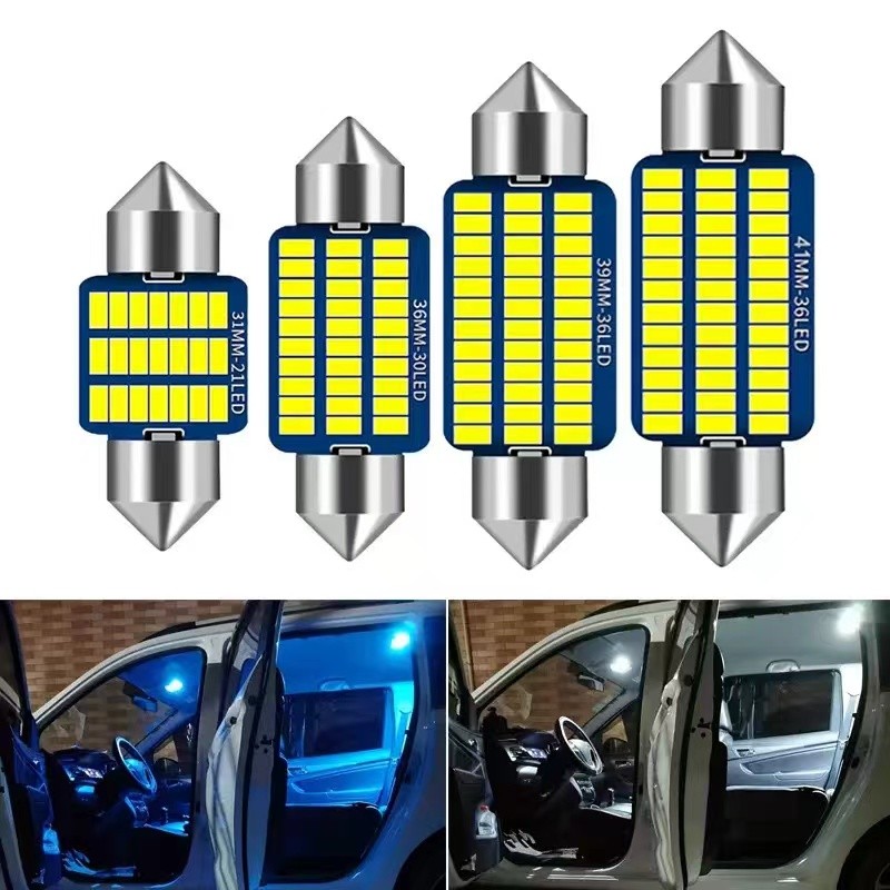 2 Chiếc Đèn LED Đọc Sách Nội Thất Ô Tô, C5W C10W Festoon Canbus Dome Lamp 31-41MM Với 4014 Chip 12V 