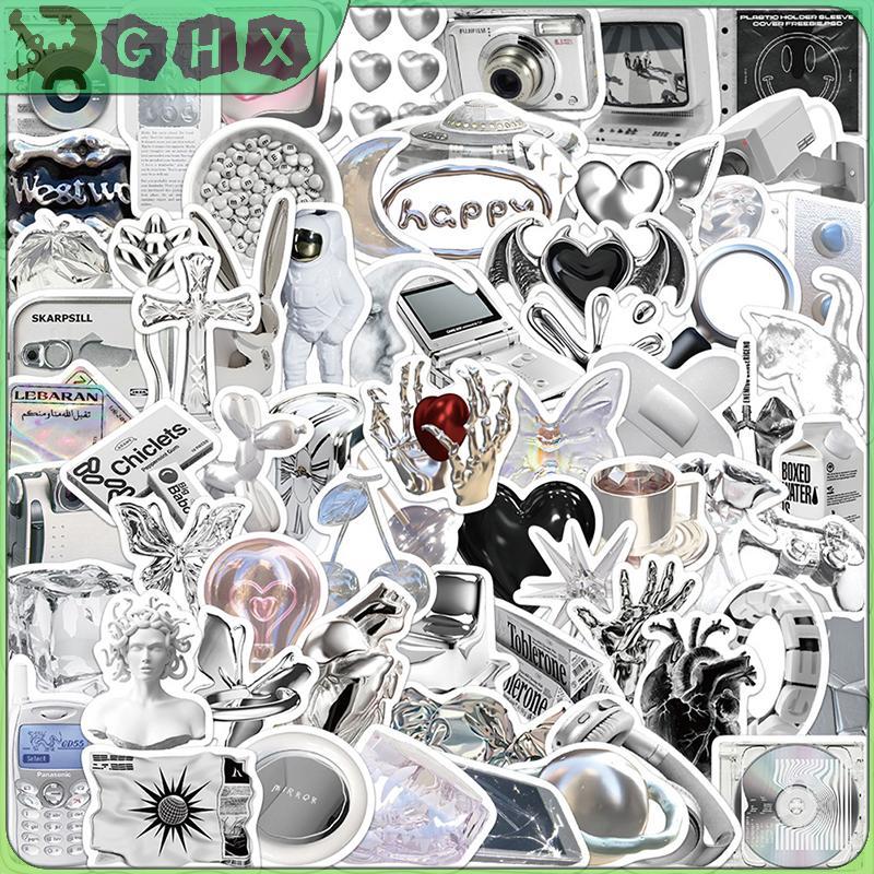 Mới Set 66 Nhãn Dán graffiti Màu Bạc Đơn Giản Hiện Đại Trang Trí Vali / laptop / Vali