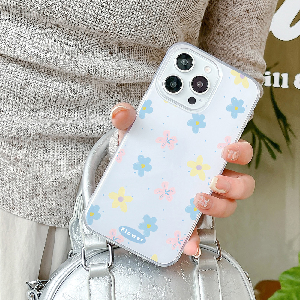 Fresh sweet floral double layer IMD case for iPhone 17 11 13 14 15 16 12 Pro Max 17 Pro Max