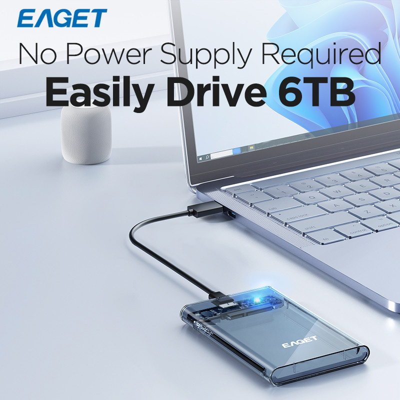 EAGET E15 2.5 inch SATA SSD & HDD Vỏ di động trong suốt có màn hình đèn thông minh (5Gbps) | BigBuy360 - bigbuy360.vn