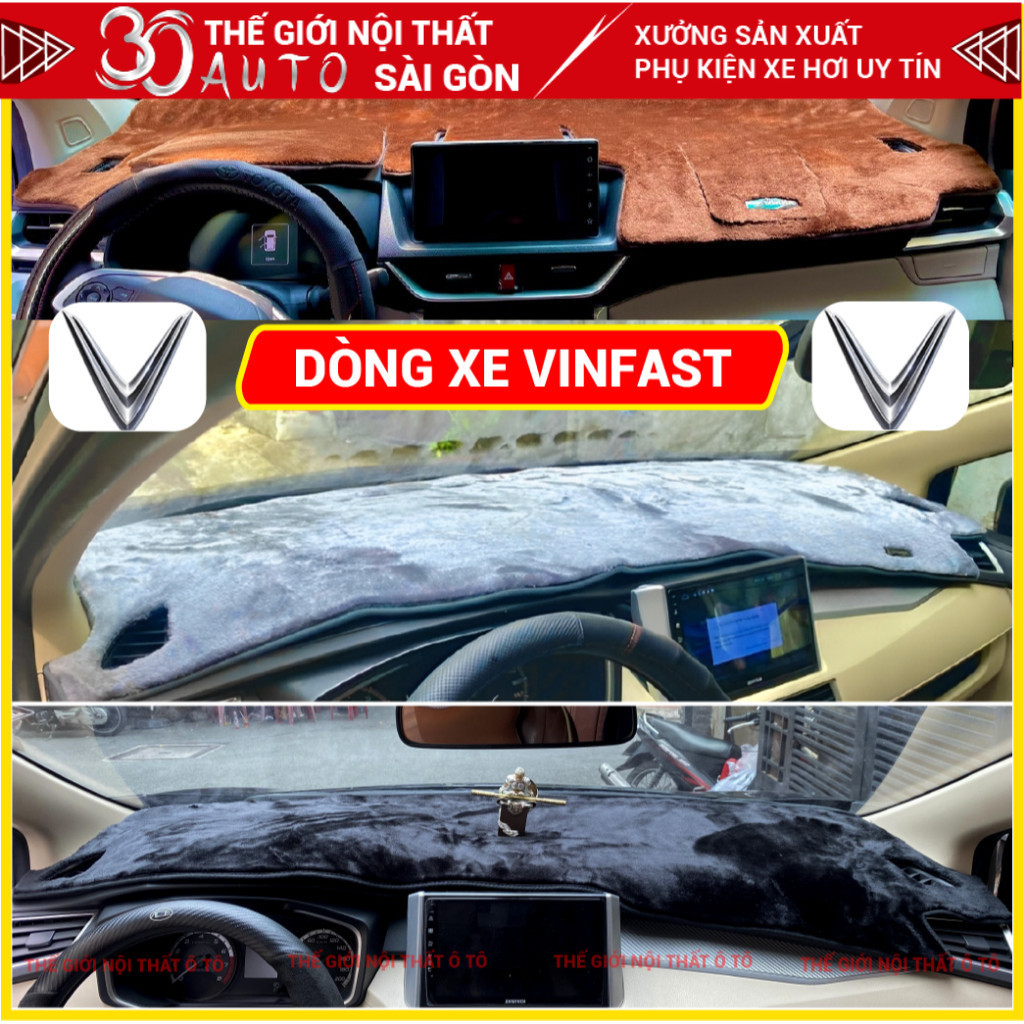 Thảm Taplo Nhung Tuyết xe VINFAST FADIL, LUX A, LUX SA, VF9, VF5, VF8, VFe34, VF9, VF6 Chuẩn Form
