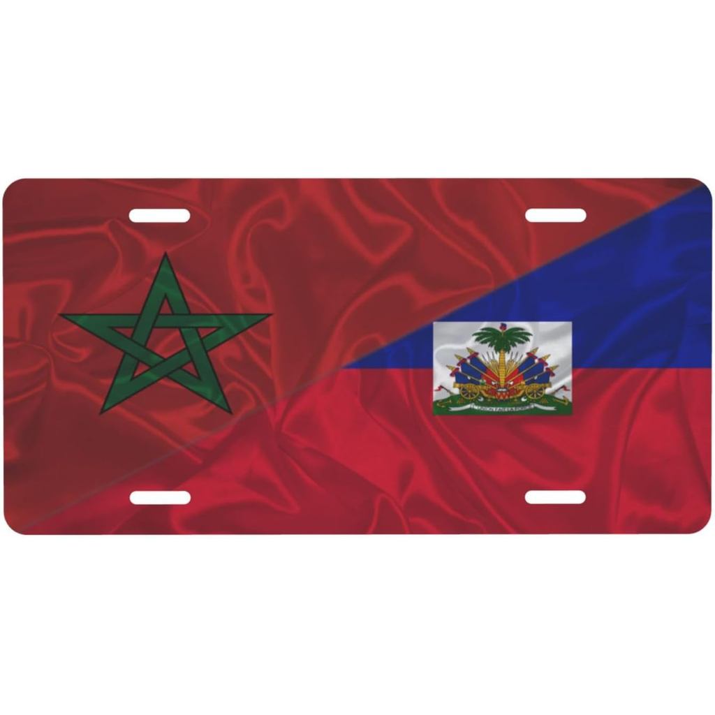 Ma-rốc Ma-rốc và Haiti Hình Tam Giác Haiti Cờ Biển Số Dành Cho Nam Nữ Cá Tính Trang Trí Xe Phía Trướ