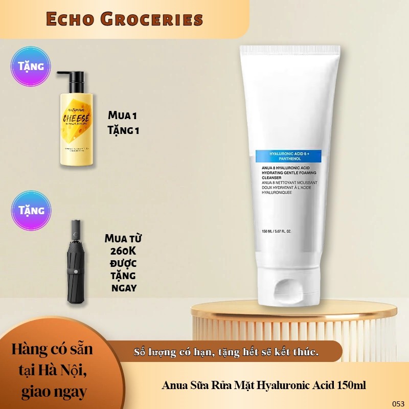 Sữa Rửa Mặt Anua Axit Hyaluronic Dưỡng Ẩm 150ml