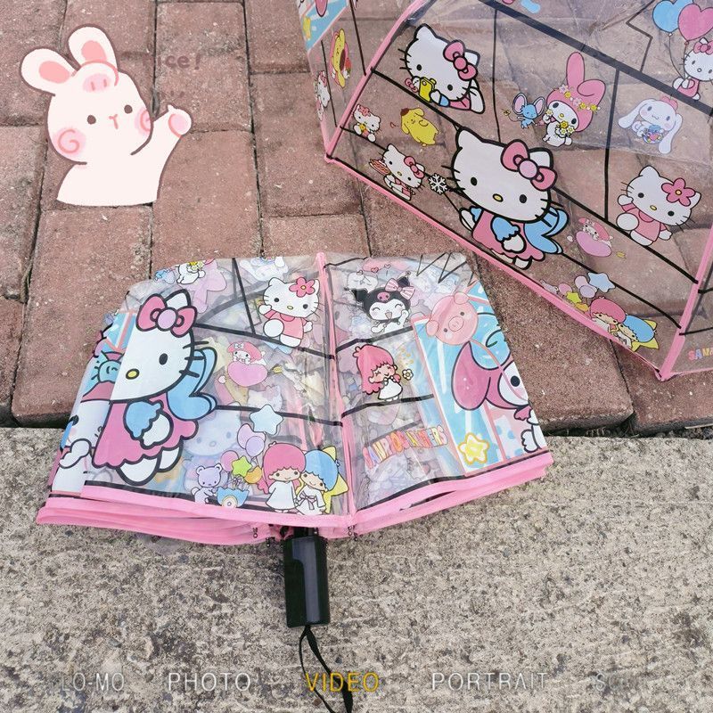 【Fast shipping】ô che mưa hello kitty  ô tự động hello kitty Hướng dẫn sử dụng ô Hello Kitty dễ thươn
