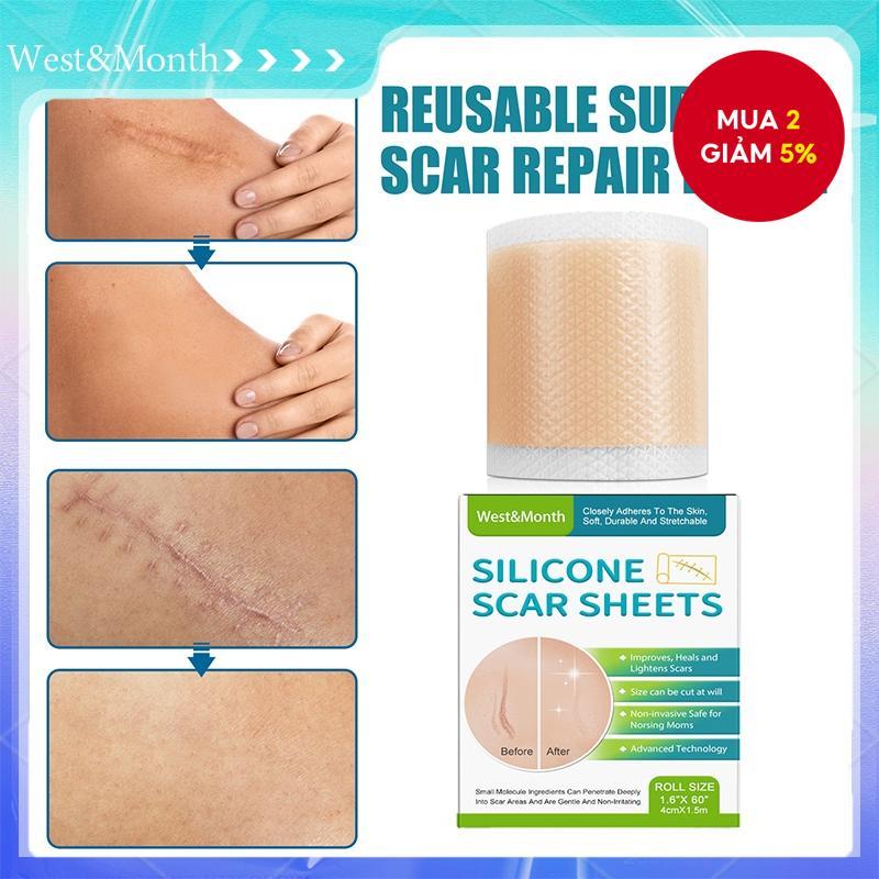 Miếng dán silicone West&Month 4*150cm làm mờ mọi loại sẹo, chăm sóc da mịn màng - 1 cái.