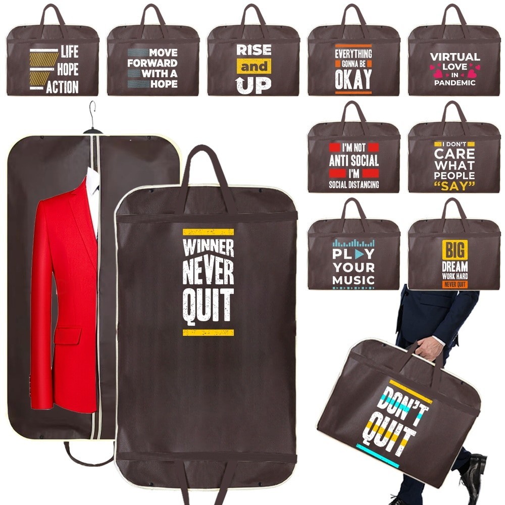 Clothing Covers Dress Dust Cover Suit Coat Storage Bag Garment Bags Phrase Printing Wardrobe Hanging