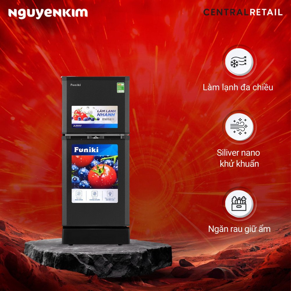  Tủ lạnh 2 cánh Funiki 120 lít ngăn đông trên HR T6120TDG 