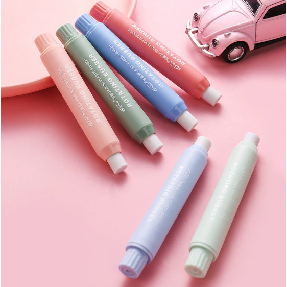 Nicpro 6 Gói Tẩy Xoay Có Thể Thu Vào, Tẩy Xoắn Pastel Thẩm Mỹ Màu Sắc Cầu Vồng, Xóa Sạch Tẩy TPE Lớn