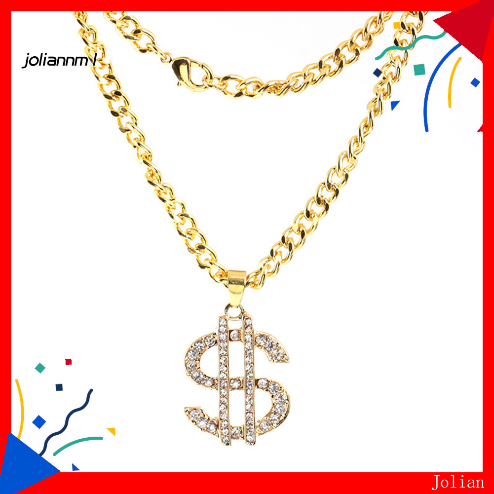 [JM] Kim cương giả Đô la Mỹ Mặt dây chuyền phong cách tiền bạc Vòng cổ chuỗi dài Trang sức Hip Hop