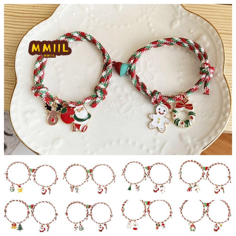 HIFUN Vòng Tay Đôi Giáng Sinh - Hình Nai và Mistletoe, Phong Cách Vintage