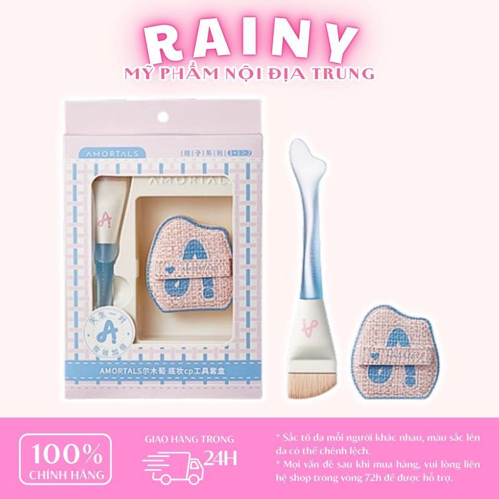 [AMORTALS] Cọ tán kem nền Amortals đuôi cá dàn nền mỏng bông mút trang điểm