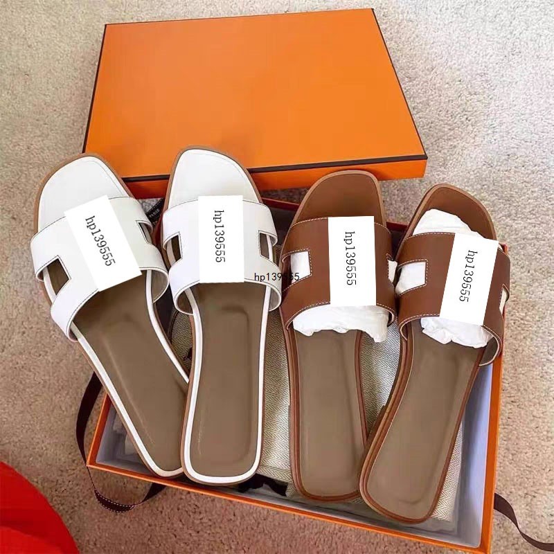 2026 Phong Cách Mới H Dép Da Cừu Cổ Điển Đế Bằng Mặc Ngoài Châu Âu Mỹ H Dép Mùa Hè Dép Dép Dép