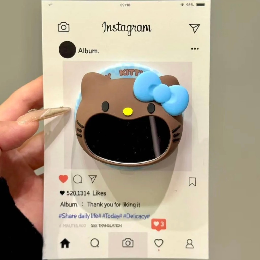 Blue Bow kitty Mirror Giá đỡ từ tính Thích hợp cho điện thoại di động MagSafe Hấp phụ mạnh Máy tính 