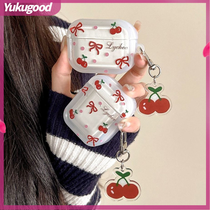 Bluetooth Earphone Case Cute Earphone Protective Case Cherry Bow Suitable for Airpods 3-YUKU