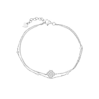 Lắc tay Bạc đính đá PNJSilver cỏ bốn lá XMXMW060380