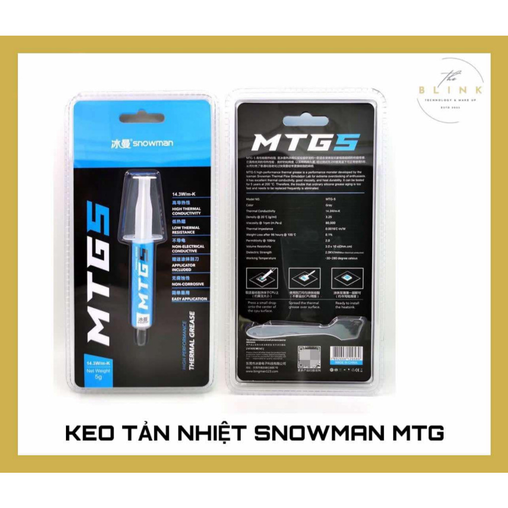 Keo tản nhiệt 14.3W/mK Snowman MTG5 (5g) | MTG10 (10g) - Hàng chính hãng, dẫn nhiệt khủng, không dẫn