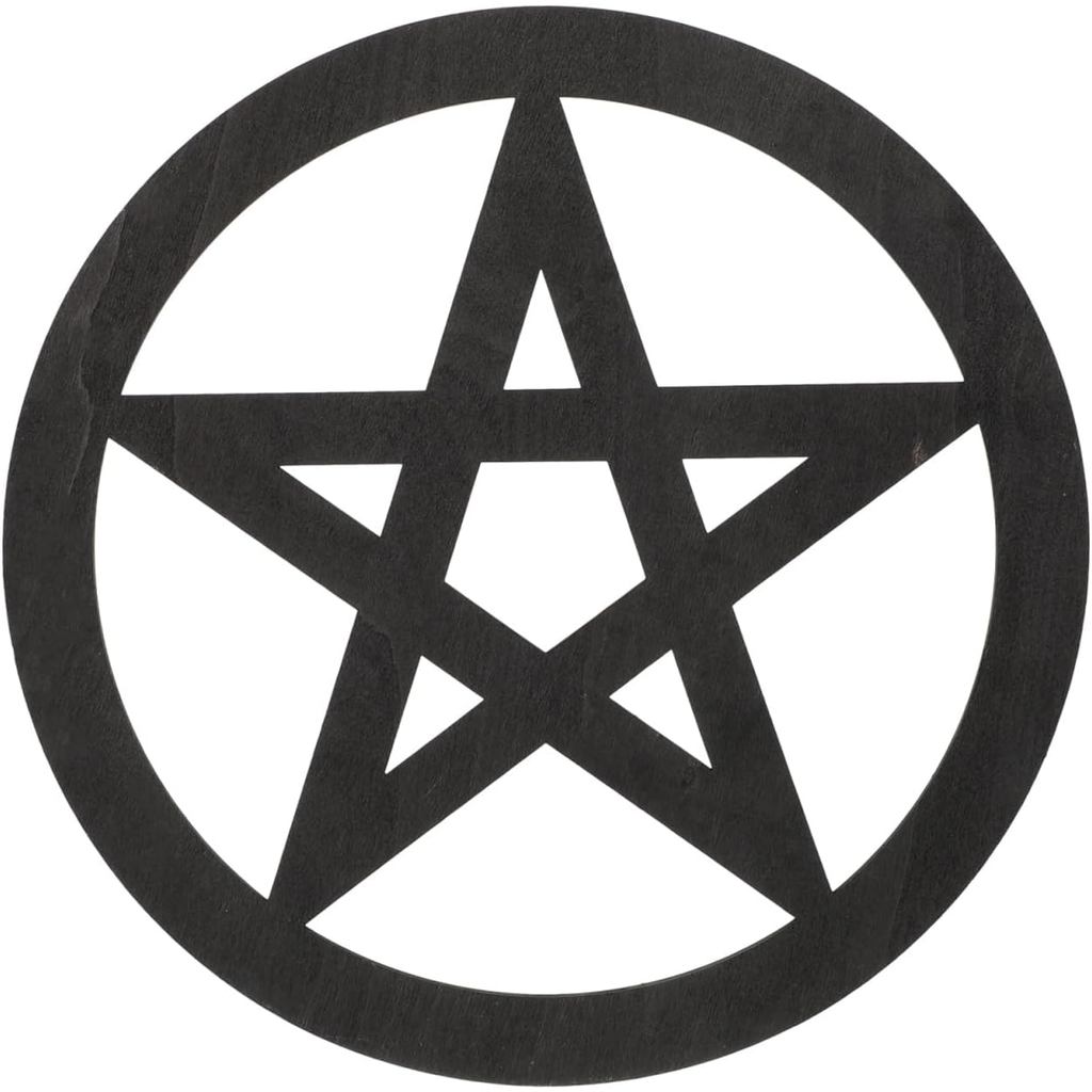 HOMSFOU Acrifice Altar Tile Pentagram Altar Tile Khắc tay bằng gỗ tròn Altar Paten Altar Pentacle Tr