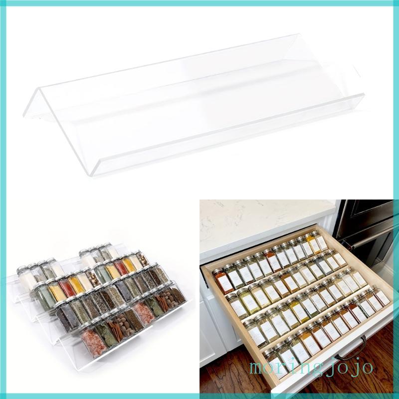 1/2xWhite Acrylic Storage Rack Tray Organize Your Kitchen Spice Drawer Organiser