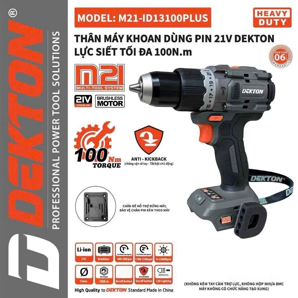 Máy Khoan 3 Chức Năng 21V Dekton M21-ID13100PLUS (Hộp giấy)