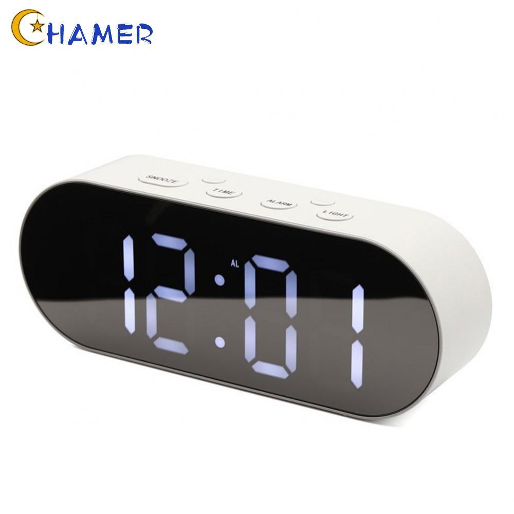 【CHAMER】Digital Alarm Clock LED Display Digital Clock Mirror Electronic Desk Clock USB【HomeLiving】