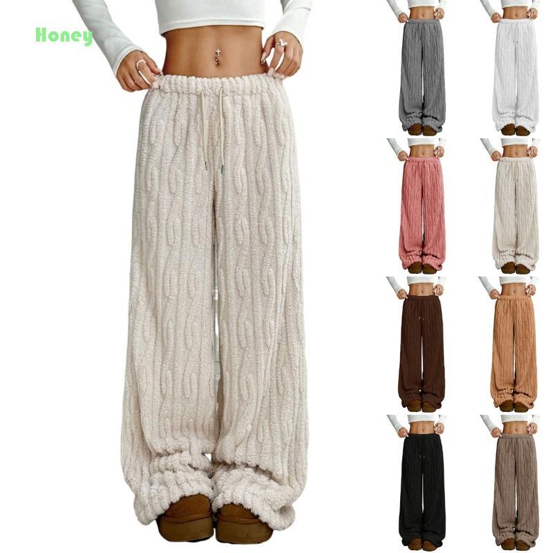 Women's Plush Fuzzy Pajama Pants Warm Cozy Pj Bottoms Drawstring Lounges Pants