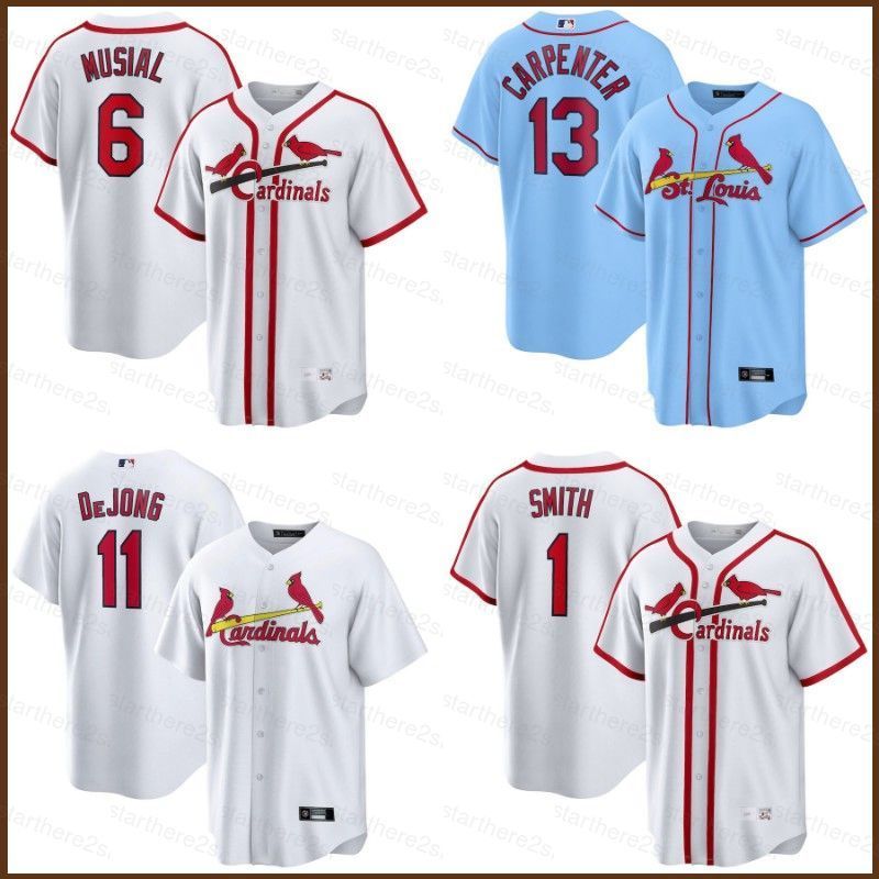 Áo Bóng Chày St Louis Cardinals Unisex - Cầu Thủ Musial, Carpenter, DeJong, Smith