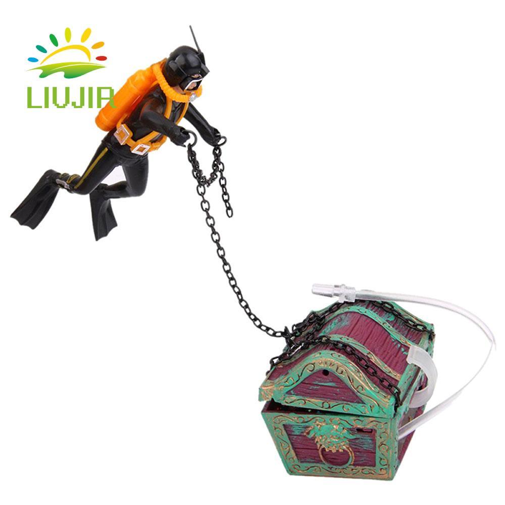 LIUJIR Trang trí bể cá thợ lặn sục khí Thợ săn kho báu Frogman Trang trí bể cá