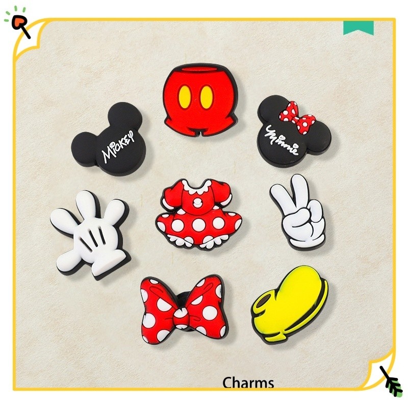 Minnie/Mickey Series DIY Dép Sandal Miếng Dán Thích Hợp Để Trang Trí Giày Lỗ Charm Sticker gắn dép