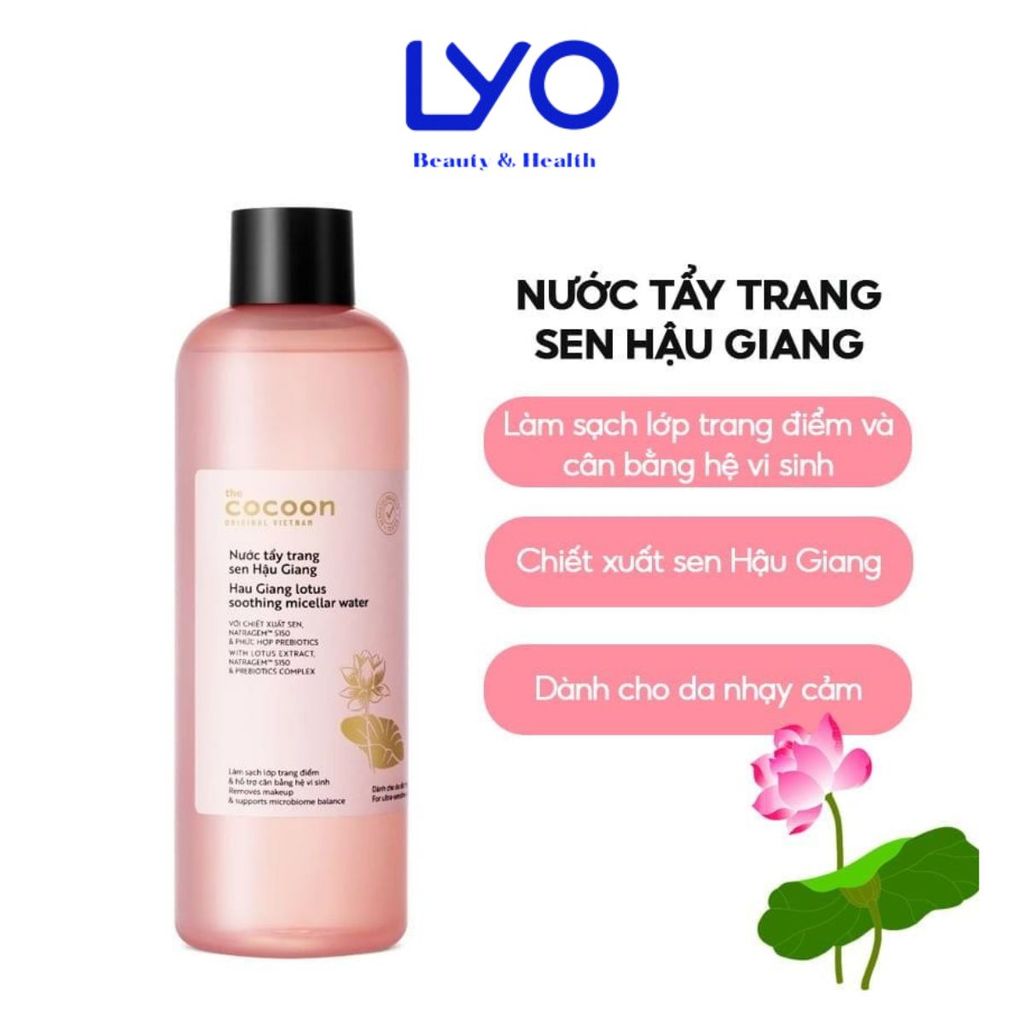 Nước Tẩy Trang Cocoon Sen Hậu Giang Sạch Bụi Siêu Mịn, Dịu Êm Cho Da Nhạy Cảm 140ml - 500ml LYO