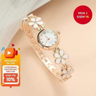 Đồng hồ vàng hoa hồng, Vòng tay thạch anh mỏng dành cho nữ Quà tặng làm sáng da Đen & Hồng