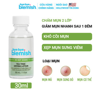   Chấm Mụn Tràm Trà và Serum 9,9% Niacinamide Bye Bye Blemish 30ml giúp giảm mụn mờ vết thâm cho da dầu 